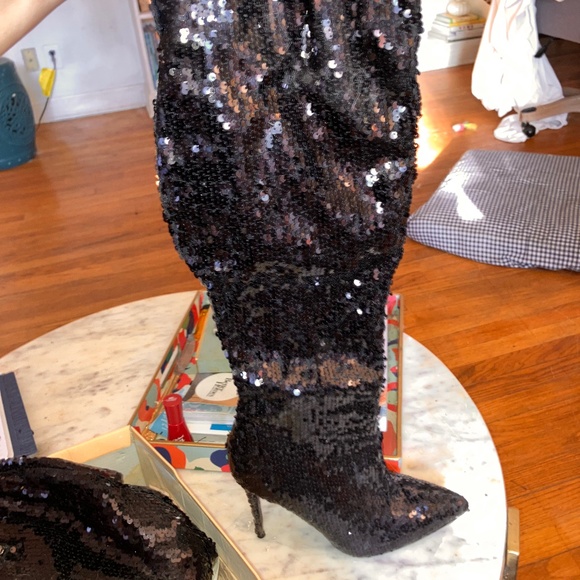 Sequin Thigh High Boots - Picture 1 of 1